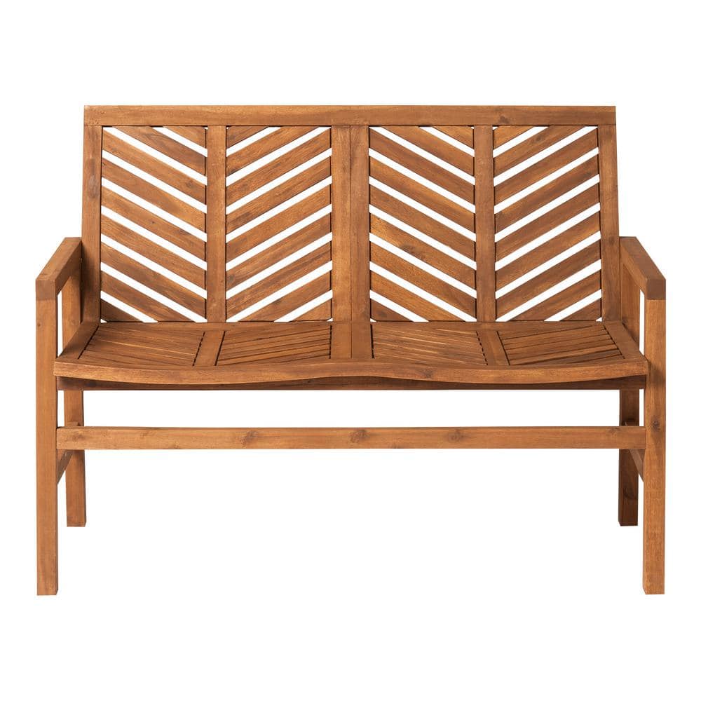 Walker Edison Furniture Company Brown Acacia Wood Outdoor Loveseat with