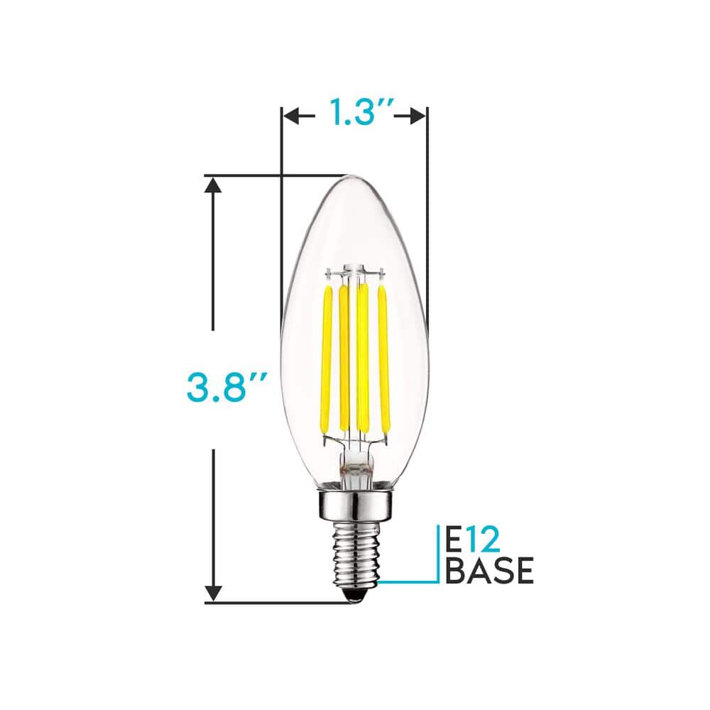 Dimmable White LED Candelabra Bulbs with E12 Base, 24-Pack