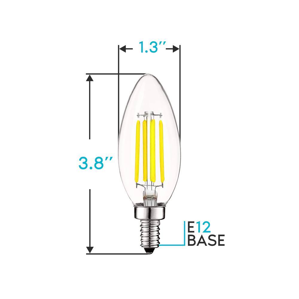 Dimmable White LED Candelabra Bulbs with E12 Base, 24-Pack