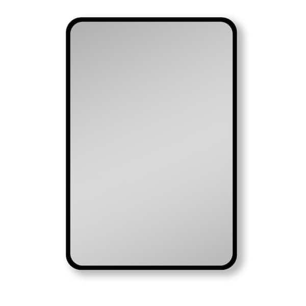 DESwan 24 in. W x 30 in. H Rectangular Black Aluminum Recessed/Surface Mount Medicine Cabinet with Mirror