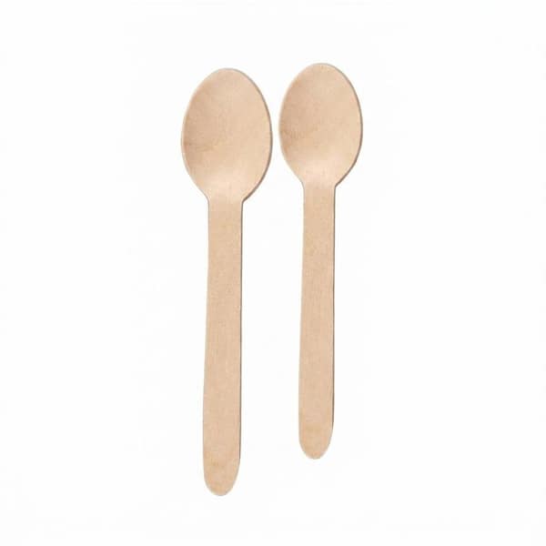 200 Pack Natural Finish Compostable Wooden Spoons Disposable Biodegradable Cutlery for Parties and Catering