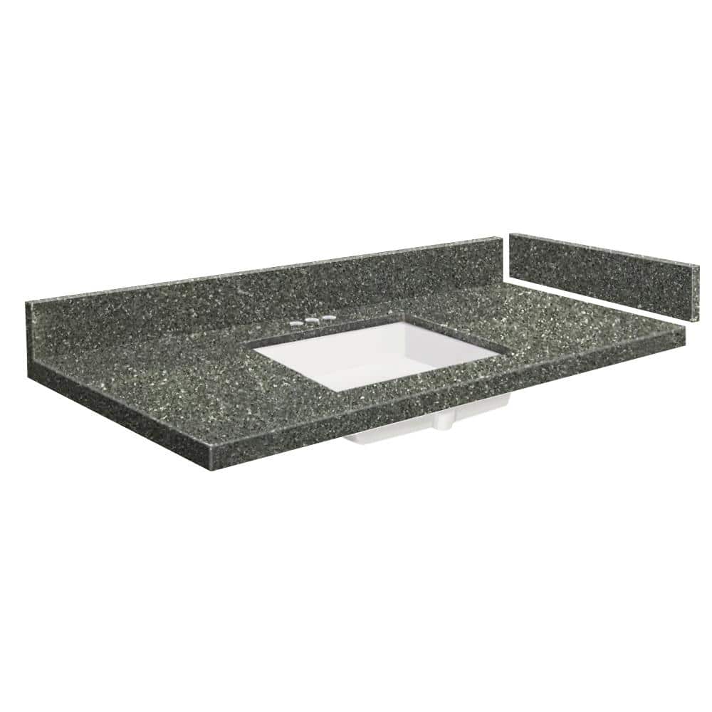 Transolid 61 in. W x 22.25 in. D Quartz Vanity Top in Greystone with 4