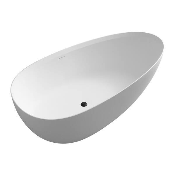 MEDUNJESS Luna 71 in. Stone Resin Solid Surface Matte Flatbottom