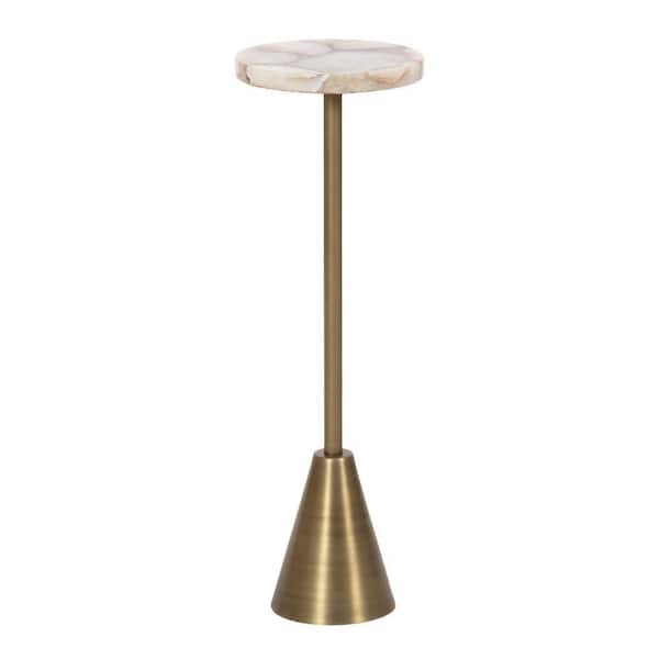 Kate and Laurel Sitara 8 in. Gold Round Metal End Table
