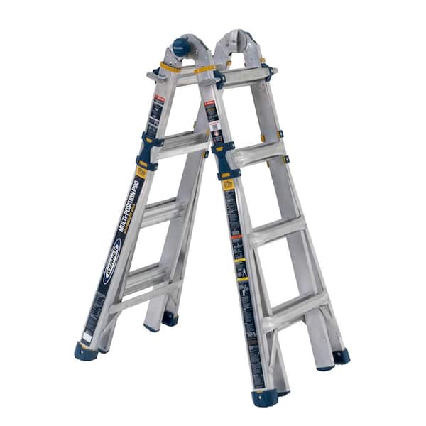 Werner 5-in-1 Multi-Position Pro 18 ft. Reach Aluminum Telescoping Multi Position Ladder, 375 lb. Load Capacity Type IAA Duty
