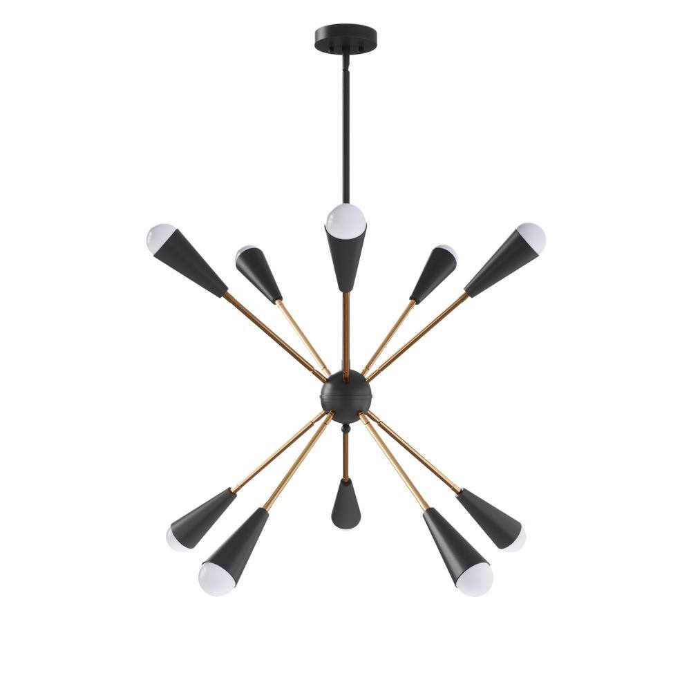 Black and Brass Metal 10-Light Sputnik Chandelier