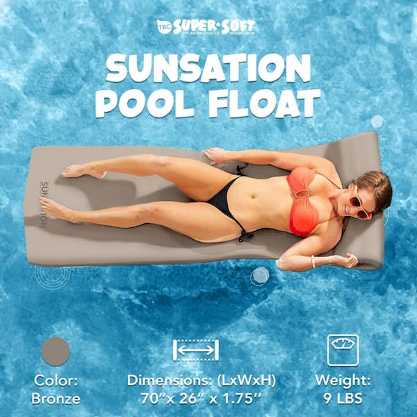 Sunsation 70 in. Foam Raft Lounger Pool Float, Bronze (2-Pack)