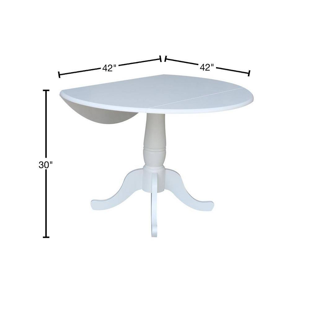 White Round Extendable Solid Wood Dining Table