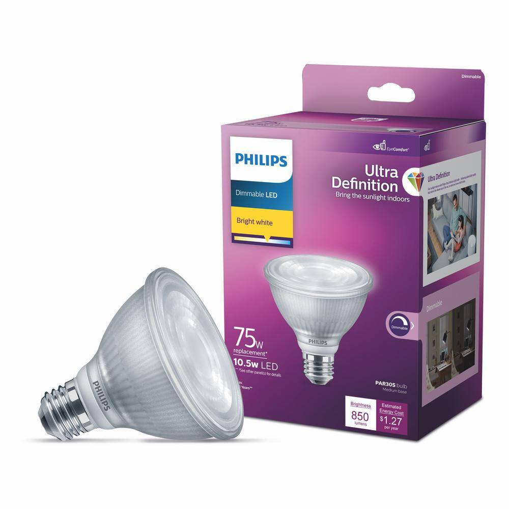 Philips 75-Watt Equivalent PAR30s Ultra Definition Dimmable High Output ...