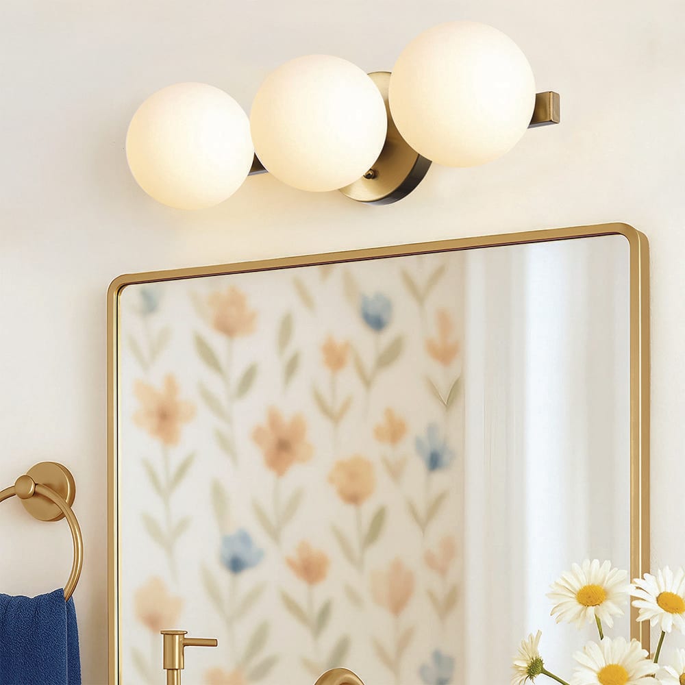 Westwood 17 in. 3-Light Gold Bathroom Vanity Light Fixture with White Opal Glass Shades price history on PriceWatchPro