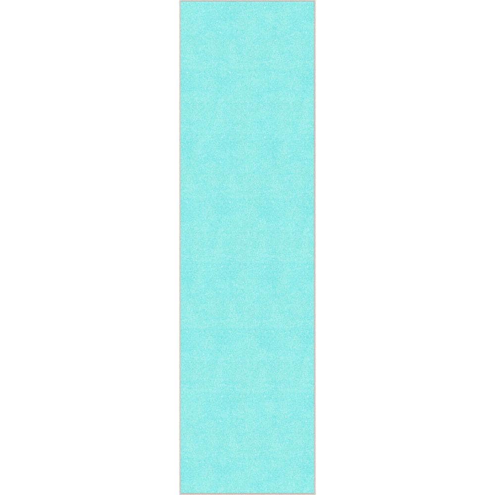 Well Woven Turquoise 2 ft. 7 in. x 9 ft. 6 in. Runner FlatWeave Plain