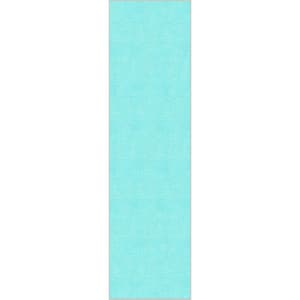 Turquoise 2 ft. 7 in. x 9 ft. 6 in. Runner Flat-Weave Plain Solid Modern Area Rug