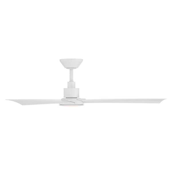 Flair 56 in. Indoor/Outdoor Matte White 3-Blade Smart Ceiling Fan Selectable CCT Integrated LED and Remote