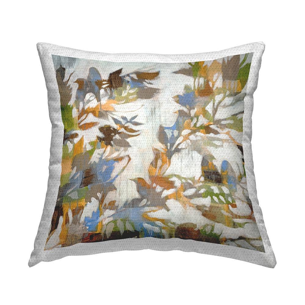 Birds on Branches Abstraction Multi-Color Square Outdoor Throw Pillow price history on PriceWatchPro