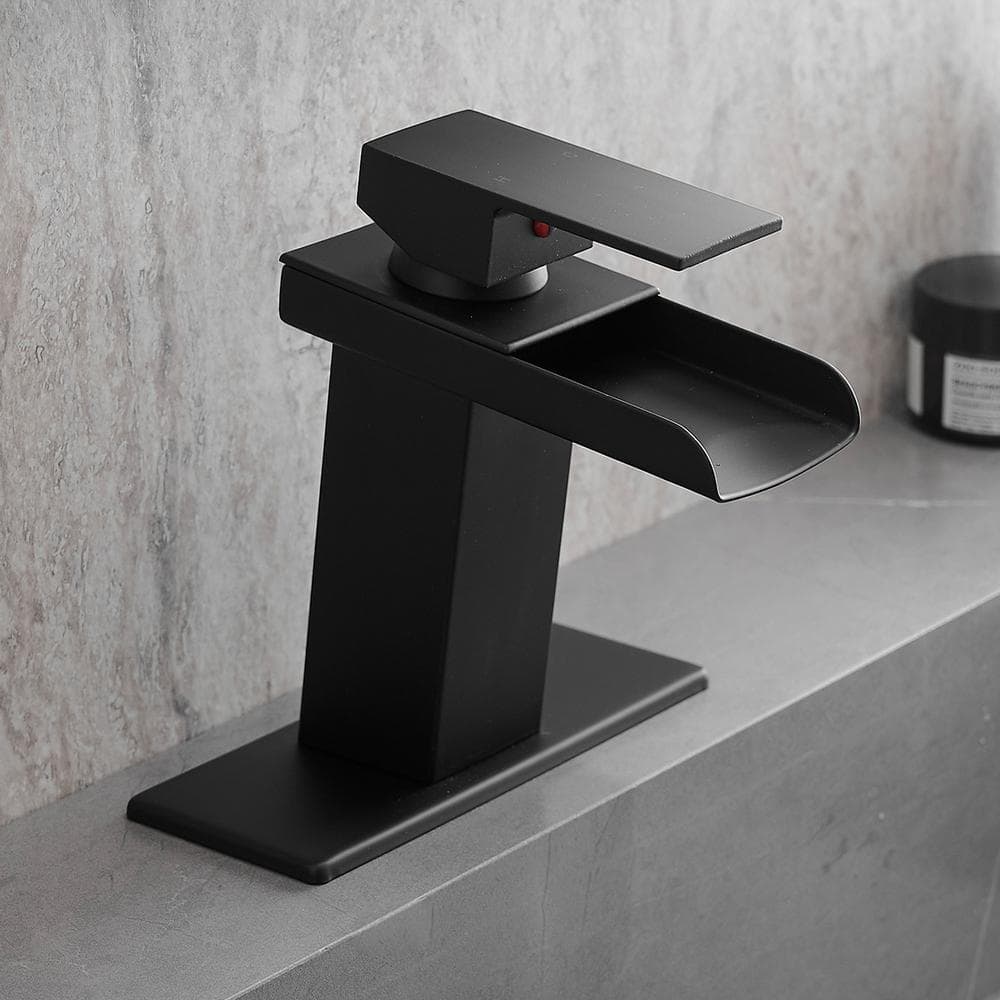 Matte Black Stainless Steel Single Handle Waterfall Bathroom Faucet