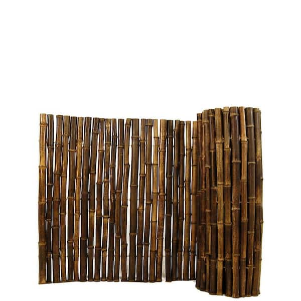 Backyard X-Scapes 1 in. D x 3 ft. H x 8 ft. W Natural Black Bamboo Fencing Garden Screen Rolled Fence Panel