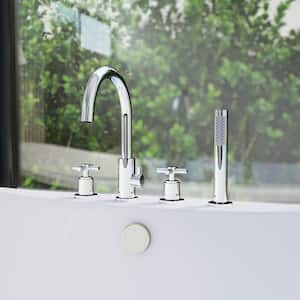 Atlantic Double-Handle Deck Mounted Roman Tub Faucet with Handshower in Chrome