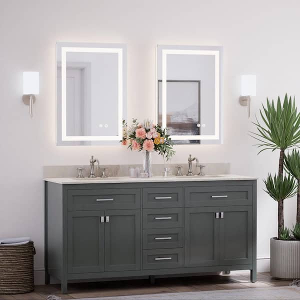 20 in. W x 28 in. H Rectangular Frameless Wall LED Lighted Bathroom Vanity Mirror with Light with Backlit and Anti-Fog