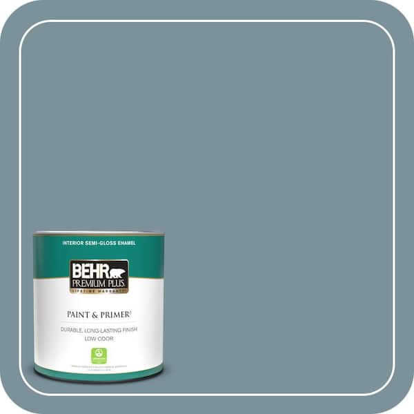 BEHR PREMIUM PLUS 1 qt. #PMD-55 Silent Tide Semi-Gloss Enamel Low Odor Interior Paint & Primer