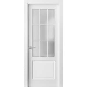 3309 28 in. x 84 in. Universal 3/4 Lite Frosted Solid White Finished Pine Wood Single Prehung Interior Door with Handles