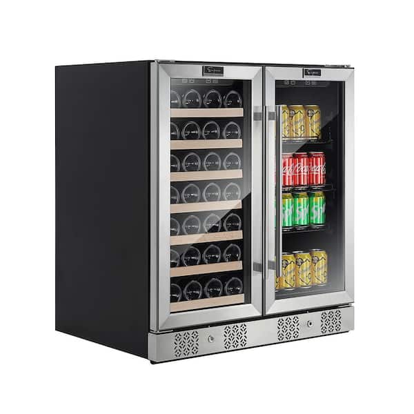 Empava 30 in. Dual Zone 6.3 Cu. ft. Capacity 33-Bottle Wine Cooler and 96-Can Beverage Cooler Refrigerator in Stainless Steel
