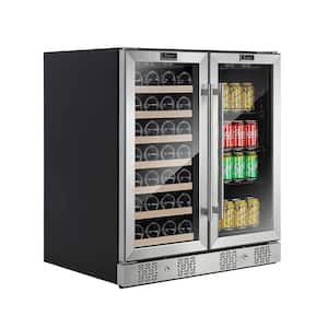 30 in. Dual Zone 6.3 cu. ft. Capacity 33-Bottle Wine Cooler and 96-Can Beverage Cooler Refrigerator in Stainless Steel