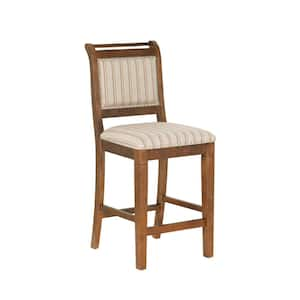 Kendra 26 in. Cherry High Back Wood Counter Stool with Fabric Seat