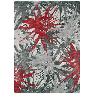 Bravado Red 9 ft. x 12 ft. Geometric Indoor/Outdoor Washable Area Rug