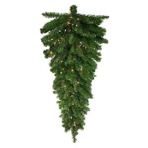 42 in. Pre-Lit Canadian Pine Artificial Christmas Teardrop Swag with Clear Lights