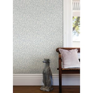 Blue Wisley Vinyl Peel and Stick Wallpaper Roll