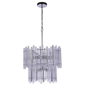 Reveal 9 Light Chrome Finish Chandelier with Clear Acrylic Rods/Shades for Kitchen Dining Foyer, No Bulbs Included