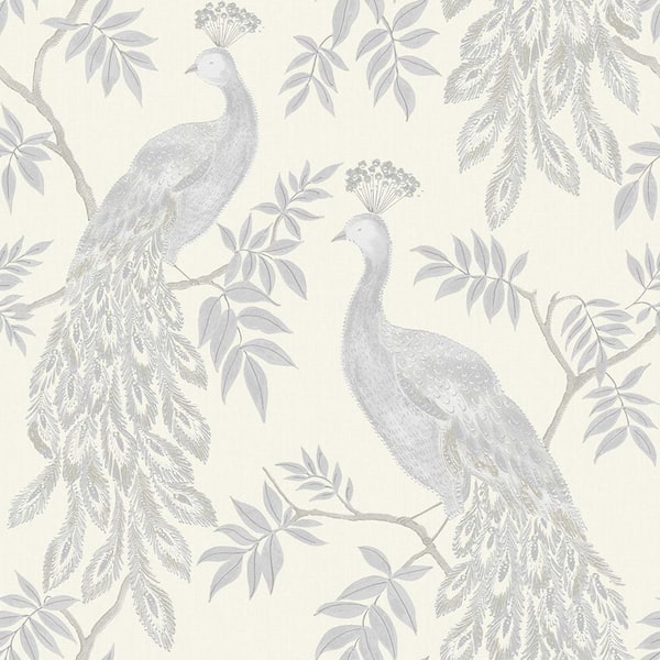 Arthouse Lazzaro Peacock White Heavy Weight Vinyl Wallpaper