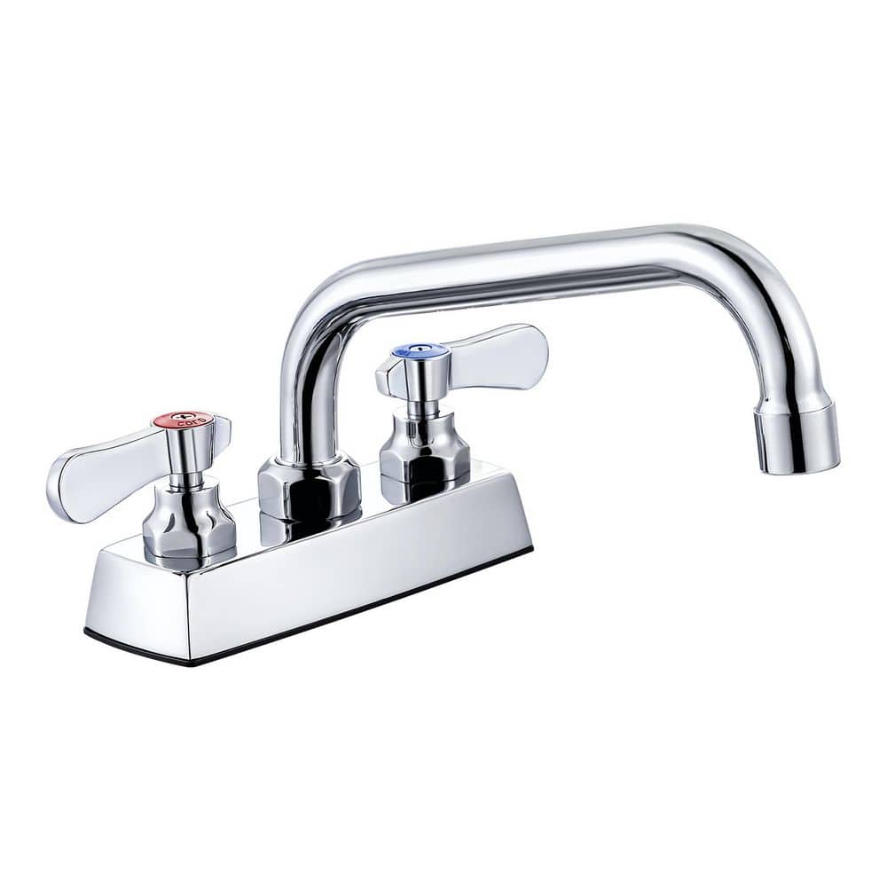 "4 in. Centerset Double Handle Deck Mount Brass Standard Kitchen Faucet with 8"" Swivel Spout in Polished Chrome" price history on PriceWatchPro