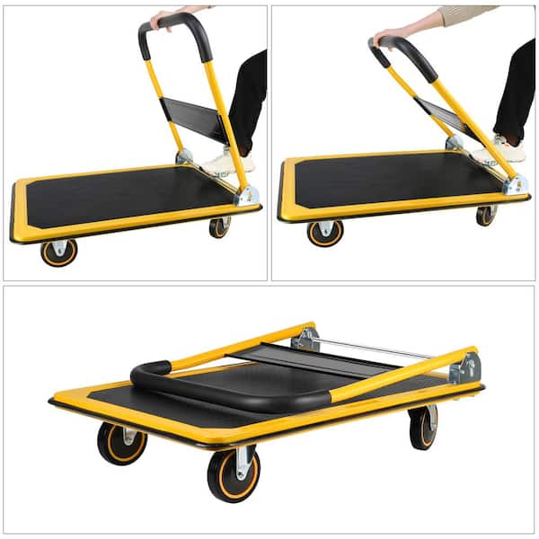 660 lbs. Yellow Platform Truck Hand Truck Foldable Dolly Cart for