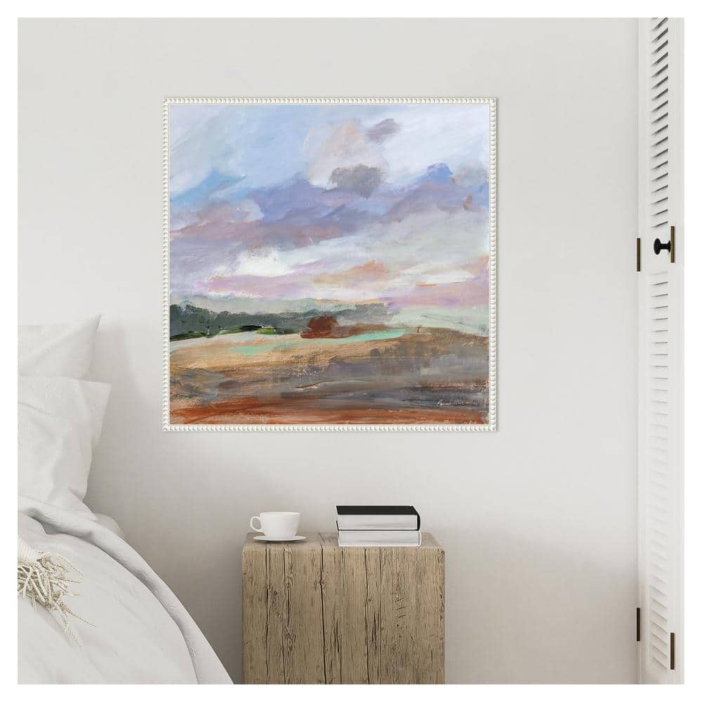 Seashore Without End Abstract Landscape Canvas Art in White Frame