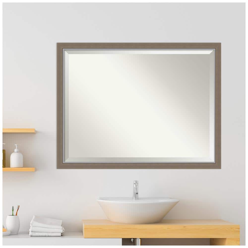 Eva Silver and Gold Beveled Bathroom Vanity Wall Mirror