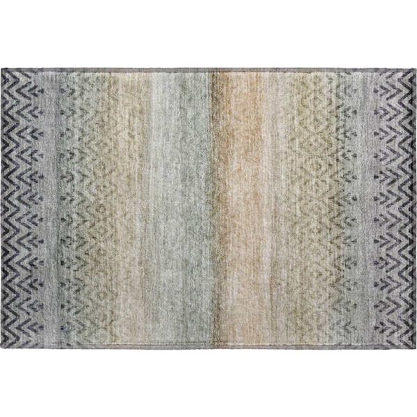 Mayfield Premium Machine Washable Abstract AMF2042 Gray 2 ft. x 3 ft. Accent Rug