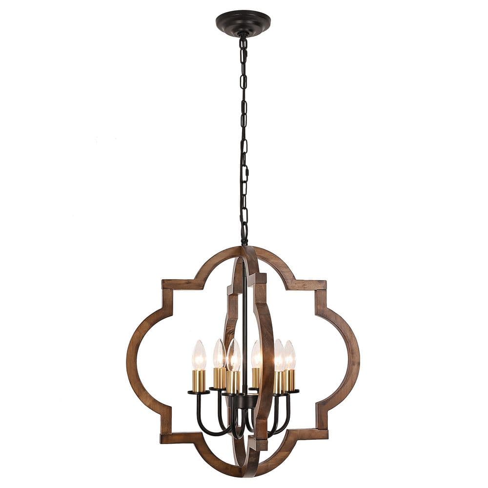 6-Light Rustic Dining Room Island Wood Pendant Lighting, 21.65'' Farmhouse brown Candlestick Chandelier price history on PriceWatchPro