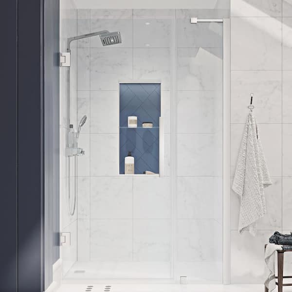 OVE Decors Tampa-Pro 43 1/8 in. W x 72 in. H Pivot Frameless Shower in Chrome