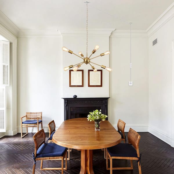 LWYTJO 8-Light Gold Dimmable Sputnik Sphere Chandelier for Living Room with No Bulbs Included