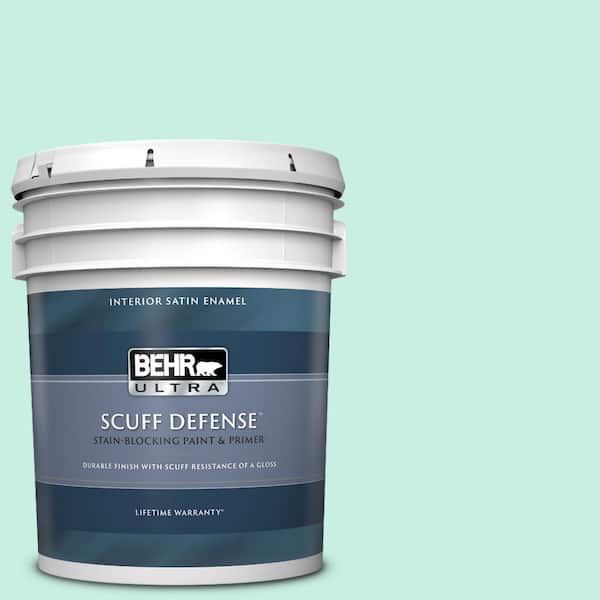 BEHR ULTRA 5 gal. #P430-1 Summer House Extra Durable Satin Enamel Interior Paint & Primer