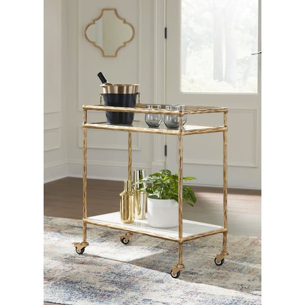 Plattfield Gold Bar Cart with Shelf