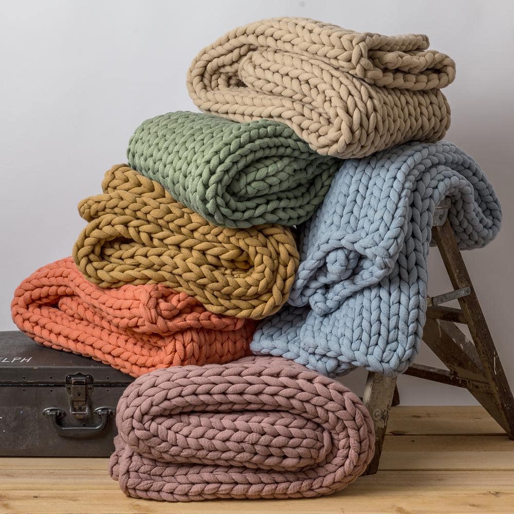 Camel Knitted Wool Baby Throw Blanket 50" x 40"