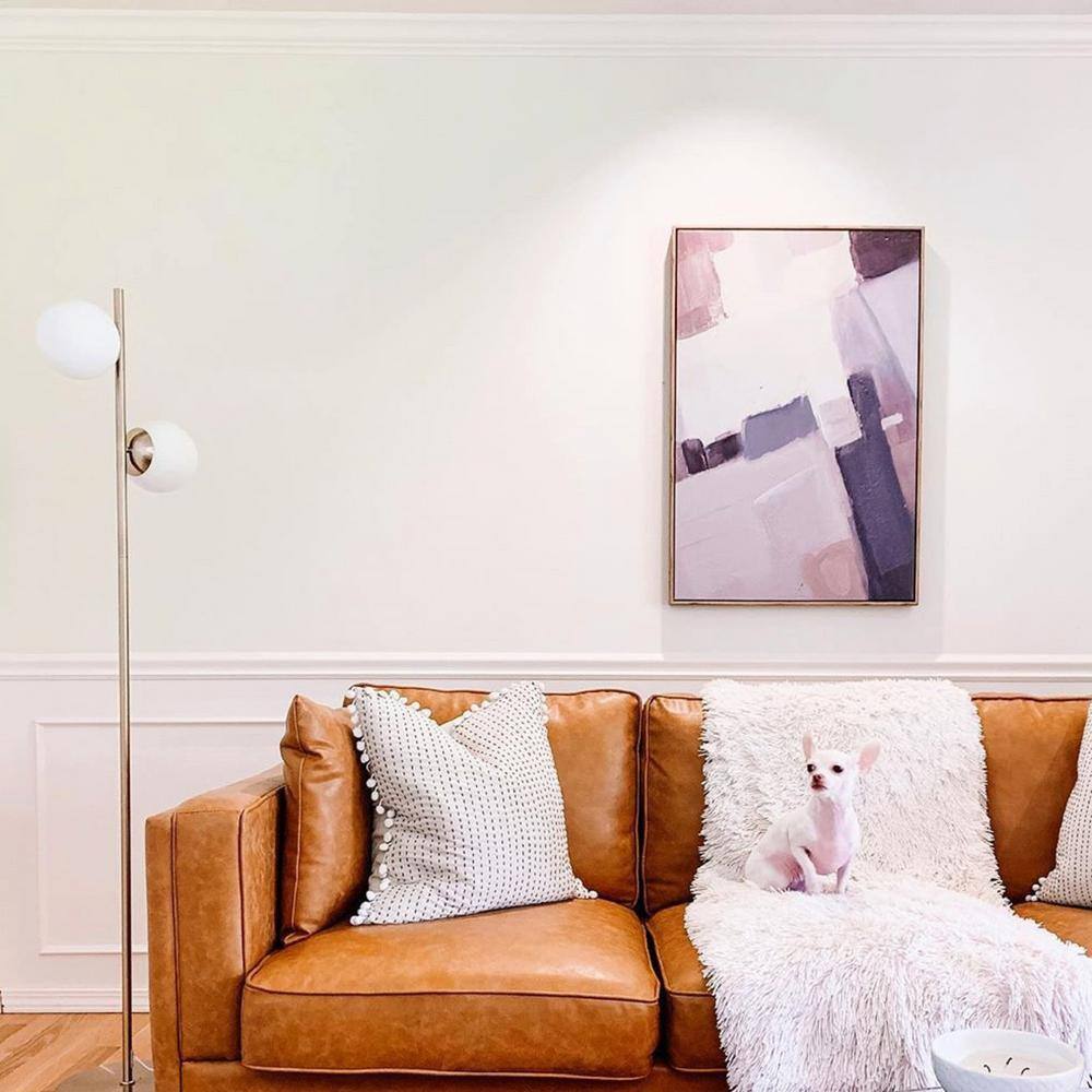 Elegant Brass Triple-Head Torchiere Floor Lamp with Glass Shades