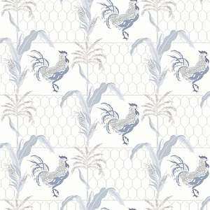 Hank Blue Rooster Blue Paper Strippable Roll (Covers 56.4 sq. ft.)