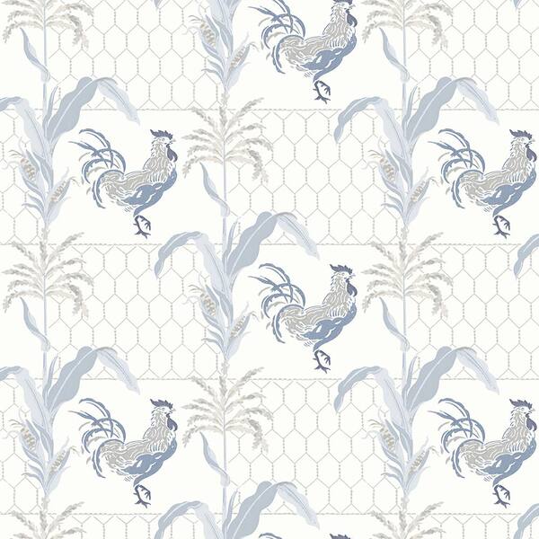 Chesapeake Hank Blue Rooster Blue Paper Strippable Roll (Covers 56.4 sq. ft.)