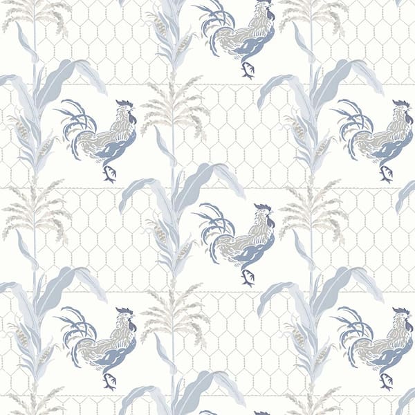 Red rooster toile fabric country peacock chickens from Brick House