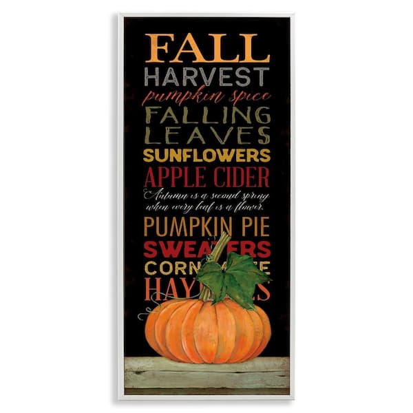 Fall Harvest Autumn Seasonal by Stephanie Workman Marrott White Framed Graphic Typography Art Print 24 in. x 10 in.