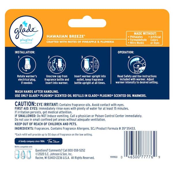 Glade PlugIns Scented Oil Refills, Hawaiian Breeze - 5 pack, 0.67 fl oz refills