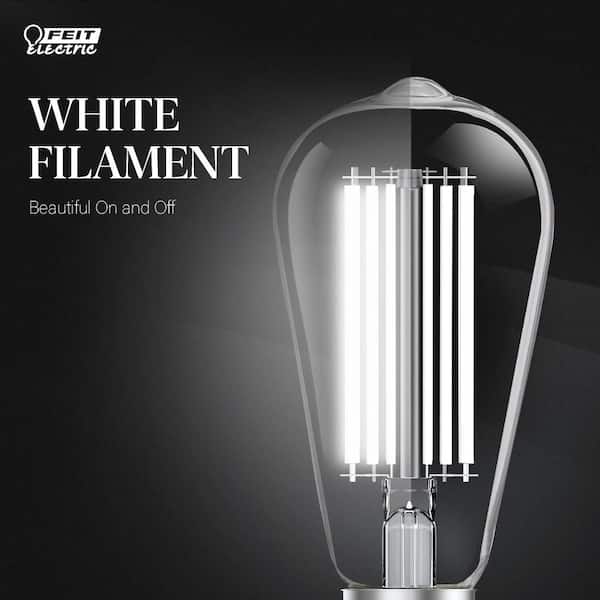 60-Watt Equivalent ST19 Dimmable White Filament Clear Glass E26 Vintage Edison LED Light Bulb, Daylight 5000K (16-Pack)